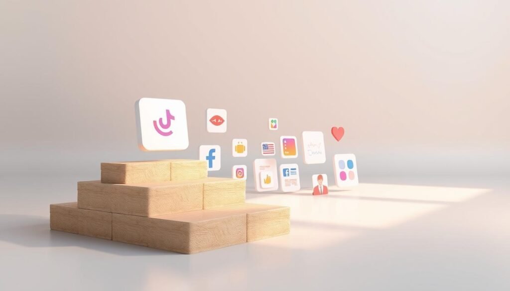 A well-lit, high-resolution 3D illustration showcasing the foundations of a successful business account. In the foreground, a sturdy, meticulously crafted foundation block represents the core elements - a clear brand identity, compelling brand story, and deep understanding of the target audience. The middle ground features an array of carefully curated assets, such as a stylized company logo, cohesive color palette, and personalized graphics. In the background, a dynamic, minimalist backdrop sets the stage, evoking a sense of professionalism and digital-savvy. Subtle lighting accentuates the dimensional details, while a crisp, photorealistic rendering style brings the entire composition to life.